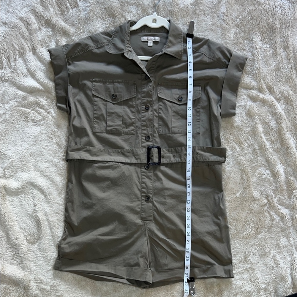 Banana Republic Chic Olive Button-Up Romper with Belt - Picture 4 of 11